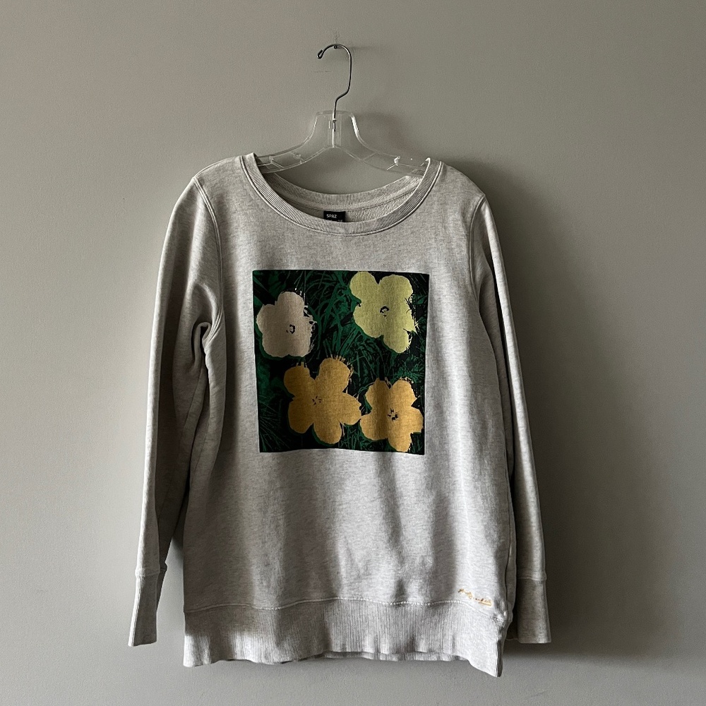 Uniqlo Andy Warhol Floral Sweatshirt - Grey - L